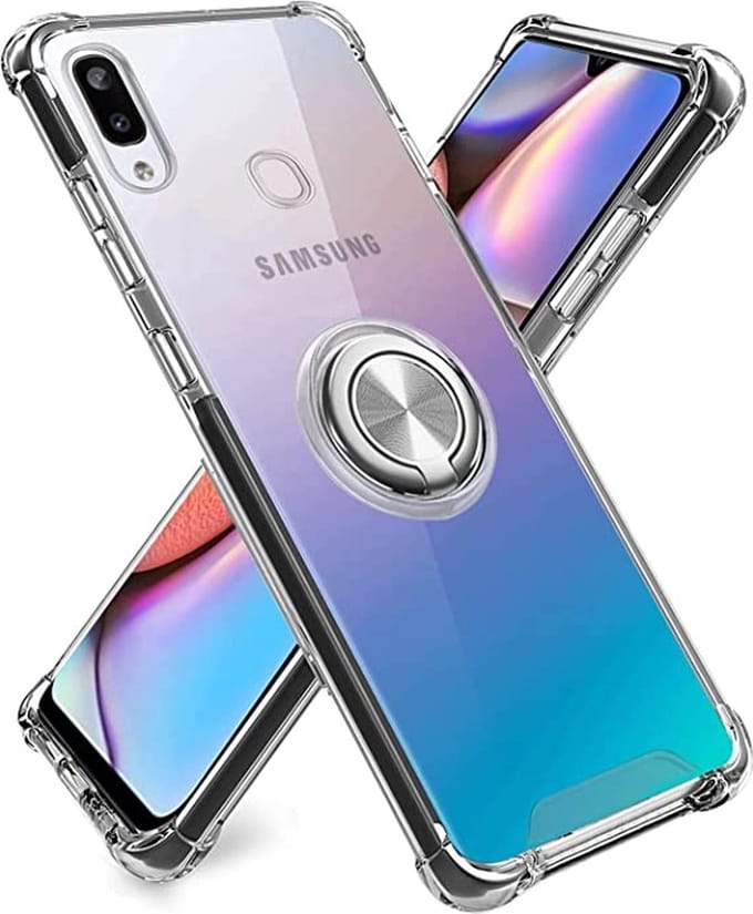 Huawei P10 Lite hoesje silicone met ringhouder Back Cover Case - Transparant/Zilver