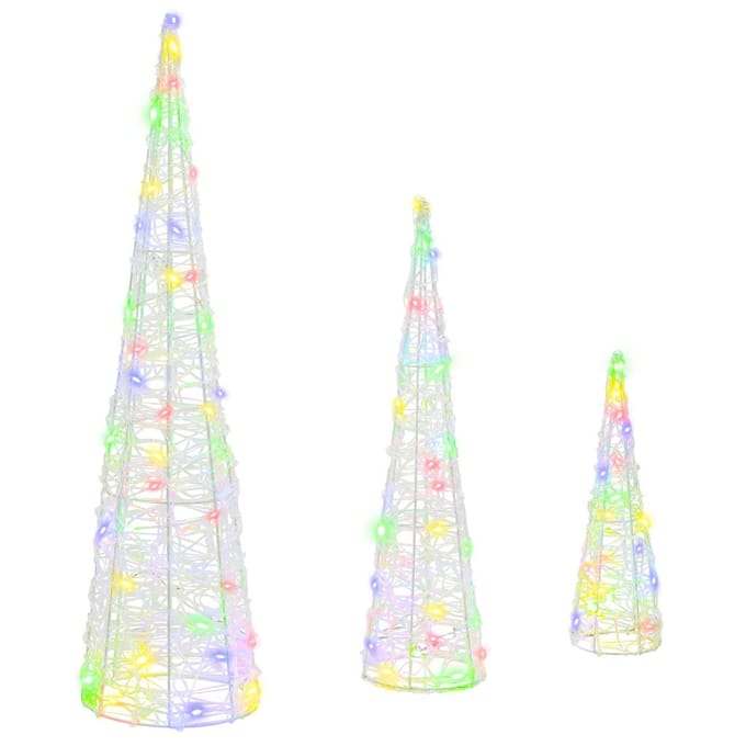 vidaXL Kerstboom 3 st 90 LED's Multikleur 20 x 20 x 80 cm Acryl