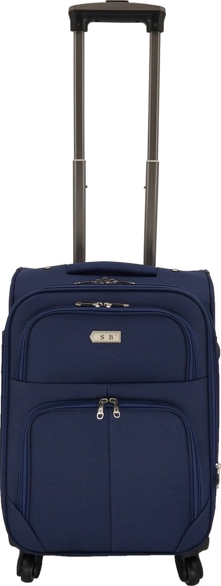Handbagage stoffen koffer 55cm 4 wielen trolley - Blauw