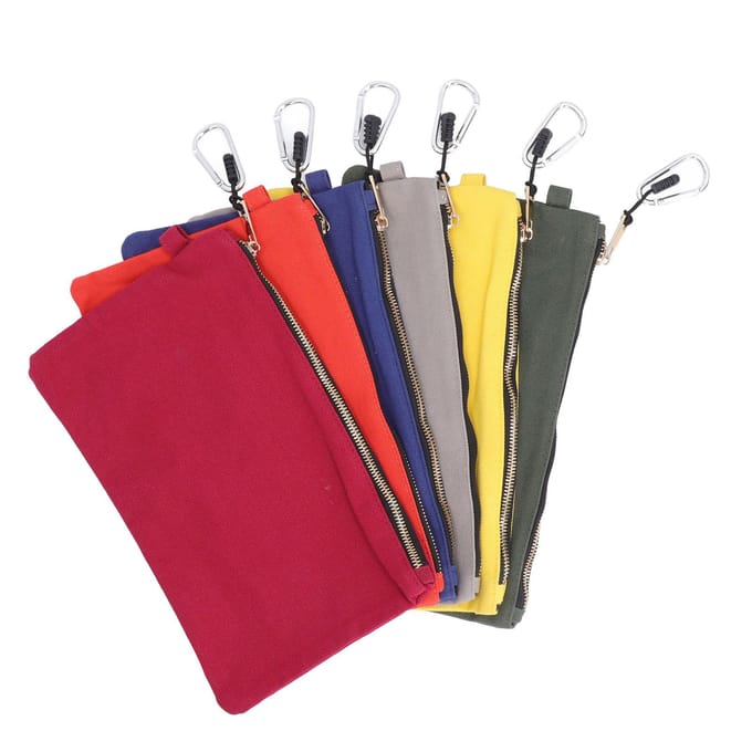 6 Stuks Rits Gereedschapstas Heavy Duty Utility Canvas Etui Set met Karabijnhaak Multifunctionele Organizer gray