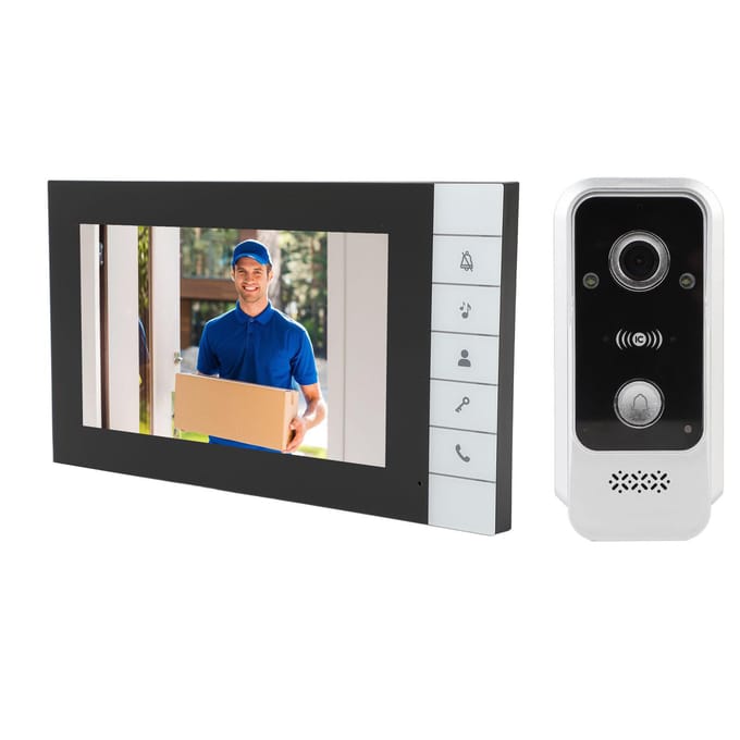 Video Deurintercom Kit 7-inch IPS Touchscreen IC-kaart Ontgrendeling 120 Graden Groothoek Nachtzicht