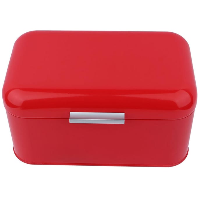 Retro metalen broodtrommel met effen kleur, grote capaciteit, keukopbergcontainer (Rood) rood