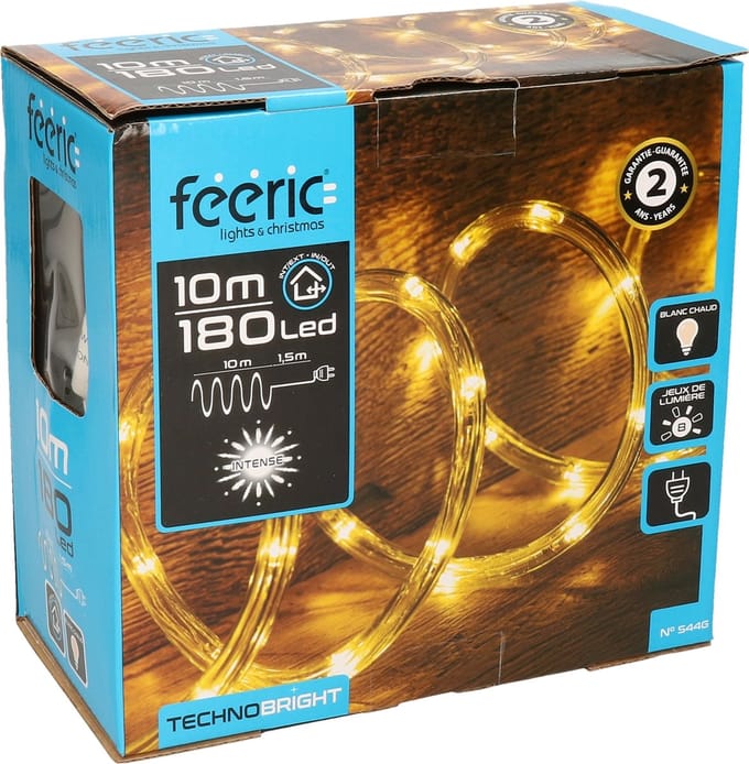 Set van 2x stuks lichtslang/slangverlichting - 10 m - 180 leds - warm wit