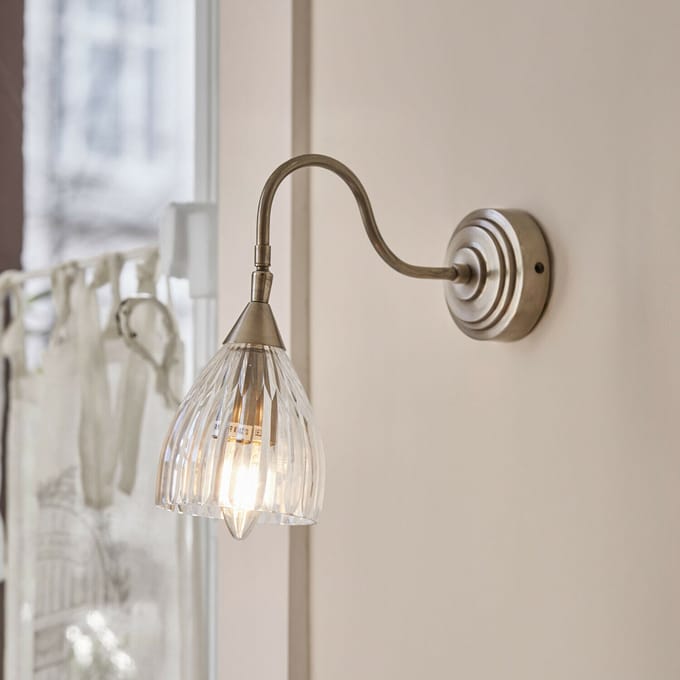 LOBERON Wandlamp Niamhs antiekzilverkleurig/helder