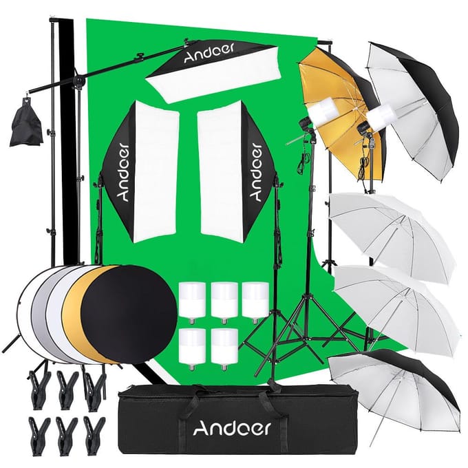 Andoer Professionele studiofotografie Softbox-lichtset inclusief 50 * 70 cm softboxen / fotografie US Plug green