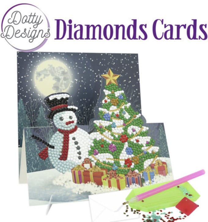 Diamond Painting Dotty Design Diamonds Cards | Snowman with Christmas Tree
