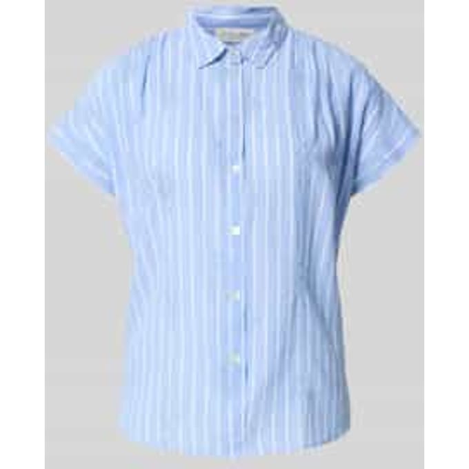 regular fit blouse met stitchings en kapmouwen