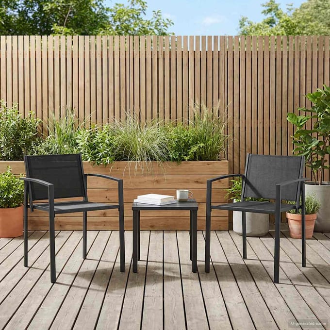 vidaXL - Tuinstoelen - 2 - st - Zwart - en - Anthraciet - Textileen - stof