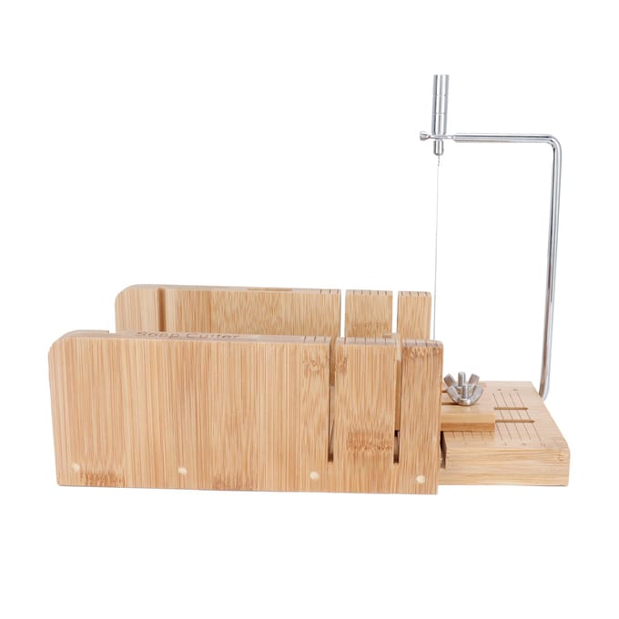 Coupe-savon en bambou pratique et réglable Coupe-pain Moule Outil de coupe de savon DIY beige