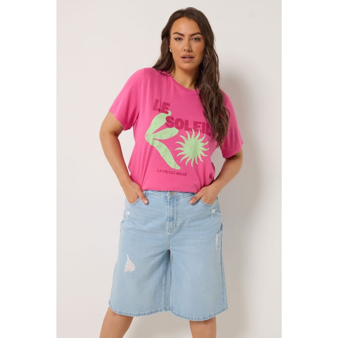 Yours Gebleekte Blauwe Denim Gescheurde Shorts Size 42