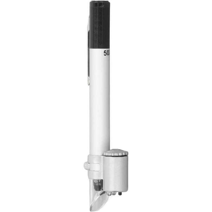 Microscope Type Stylo 50X Aspect Clair Portable de Poche Loupe LED avec Échelle pour Laboratoire Maison Bijouterie