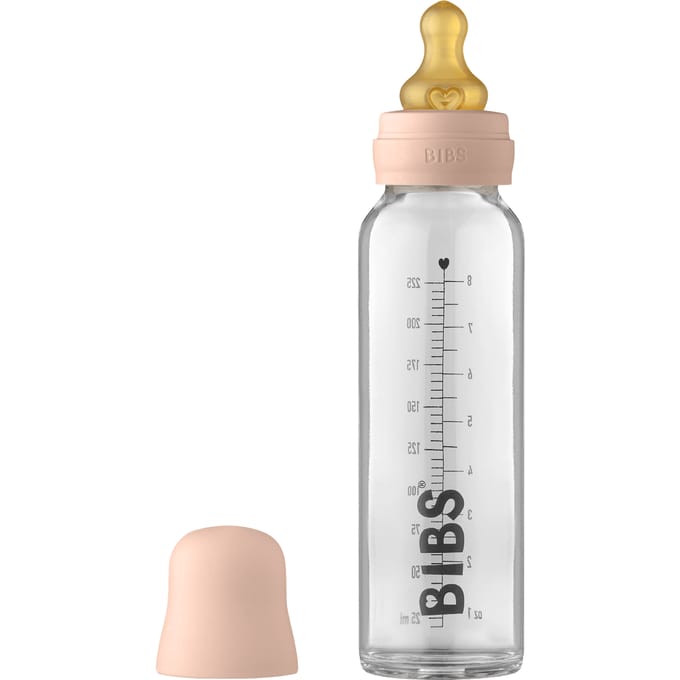 BIBS Baby Glazen Fles Complete Set Latex Blush 225 ml
