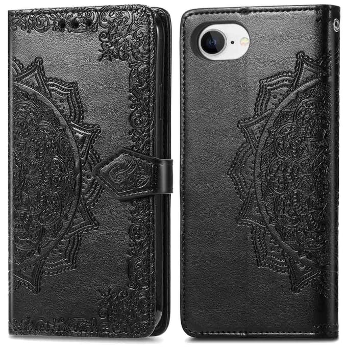 imoshion Hoesje - Geschikt voor Apple iPhone 17e / 16e - Mandala Bookcase - Zwart