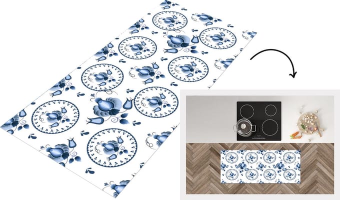 Keukenloper - Loper keuken - Patroon - Folklore - Tulp - 120x50 cm - Keukenloper vinyl