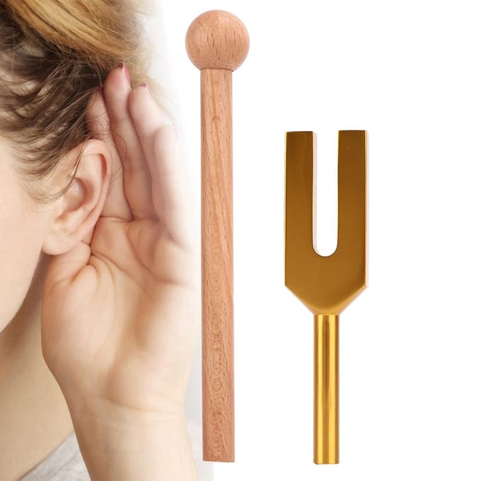 Diapason de méditation C-4096 avec marteau doré brown