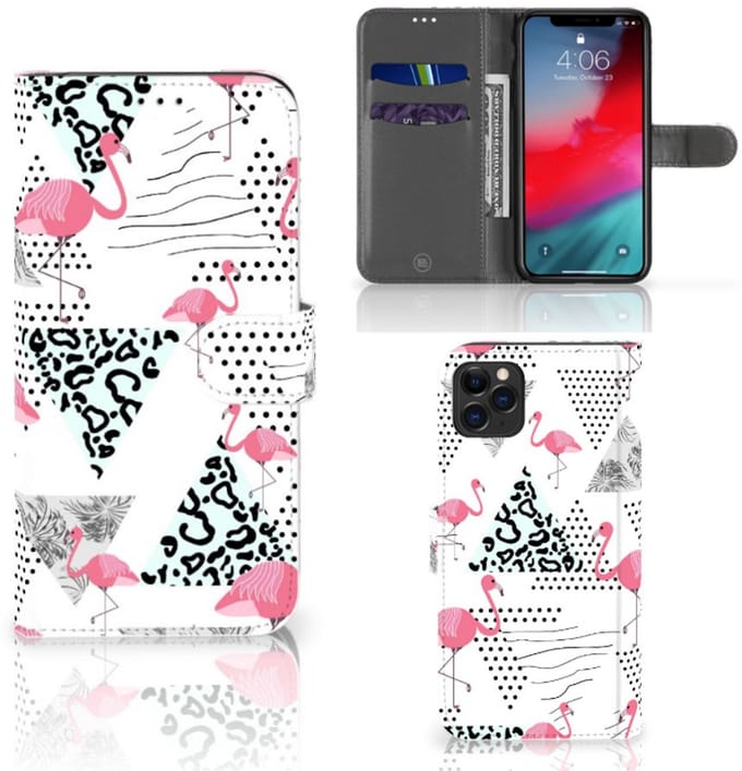 Apple iPhone 11 Pro Max Telefoonhoesje met Pasjes Flamingo Triangle
