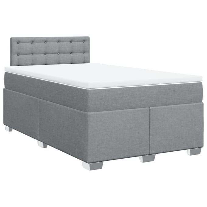 vidaXL - Boxspring - met - matras - stof - lichtgrijs - 120x200 - cm