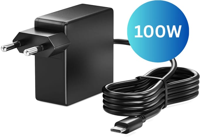 ViaDennis USB C kabel met adapter 100W - Universeel voor alle laptops - USB-C oplader - Zwart