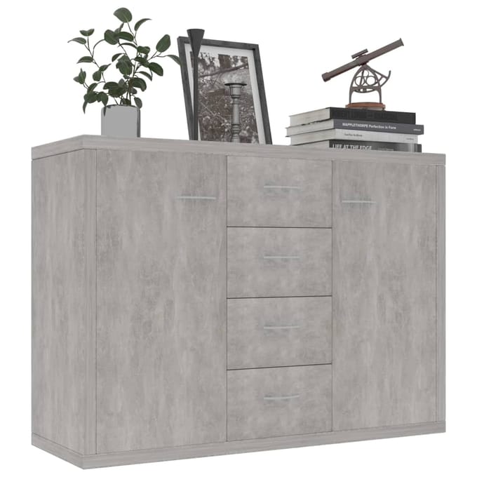 vidaXL - Dressoir - 88x30x65 - cm - bewerkt - hout - betongrijs