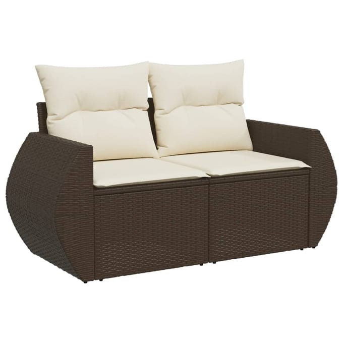 vidaXL - 4-delige - Loungeset - met - kussens - poly - rattan - bruin