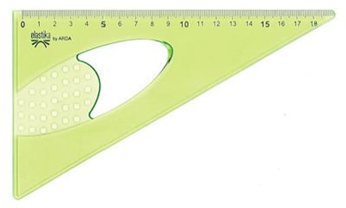 Driehoek "Elastika" 60° 20cm. Blister Etui.