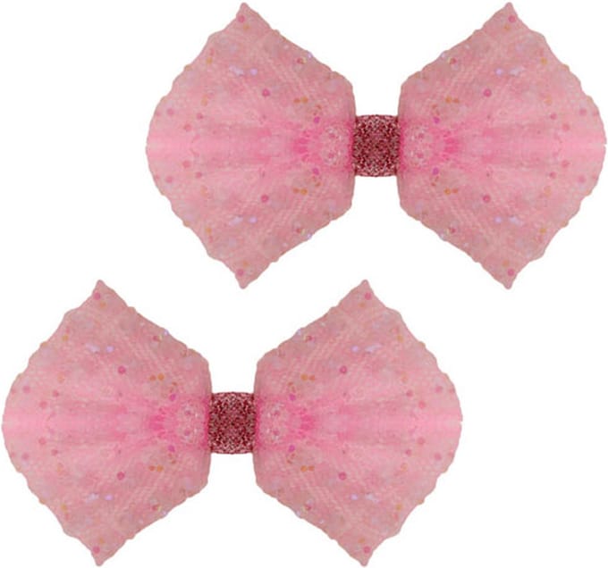 Haarclipje strikje roze - 7 cm