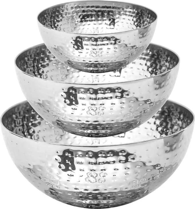 Secret de Gourmet voedsel serveerschalen - Set 4x - RVS - D29/D24/D19 cm