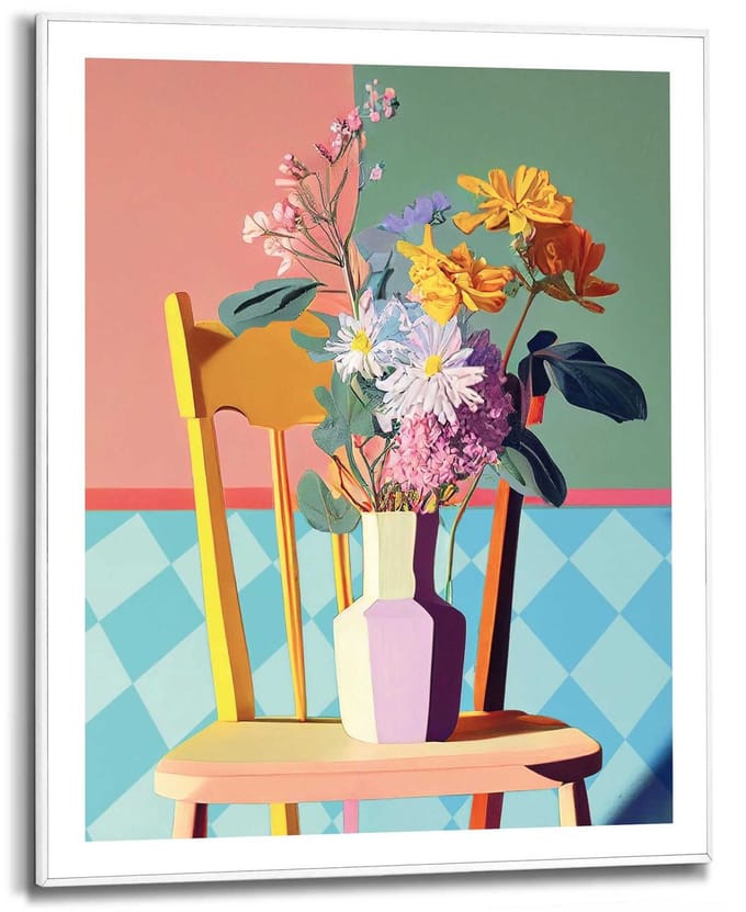 Schilderij Floral Chair - 50 x 40 - Hout - REINDERS