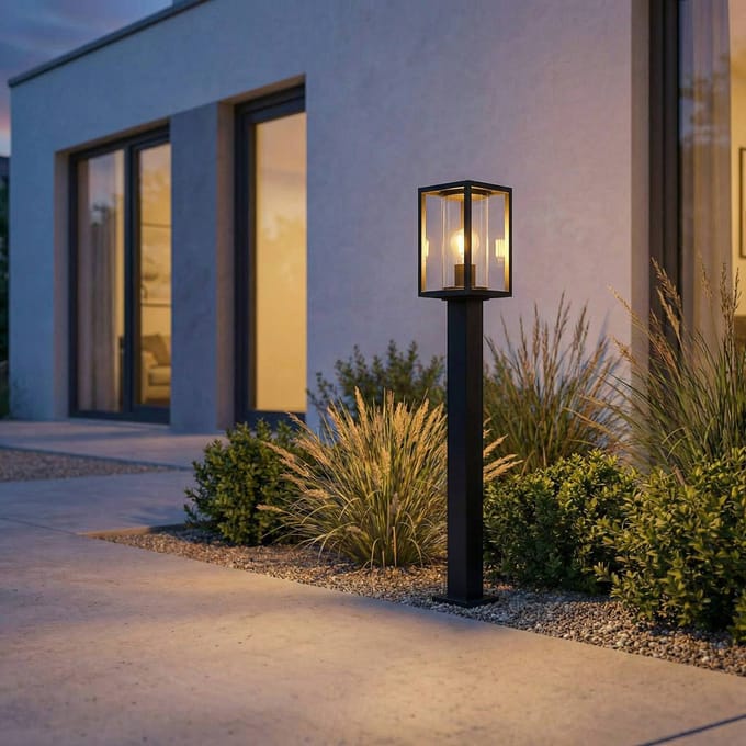Lucande - Tuinpad verlichting - 1licht - Aluminium, glas - H: 100 cm - E27 - antraciet