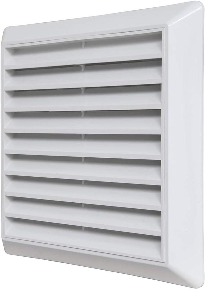 Ventilatierooster - Afdekkap - Luchtstroom Regelen - Met Insectennet - 185 x 185 mm - Wit