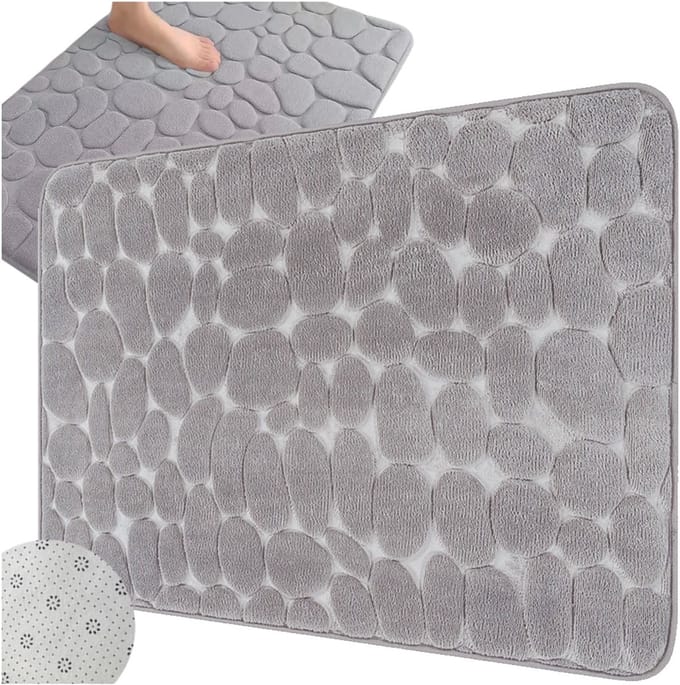 Badmat Antislip - Absorberende Douchemat - Sneldrogende Badkamer Mat - Grijs - 80 x 50 cm