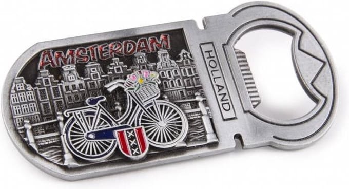 Opener Magneet Fiets Op Brug Amsterdam Tin - Souvenir