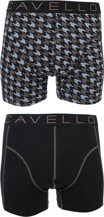 Cavello - 2-pack Boxershorts Zwart / Pepita Print - S