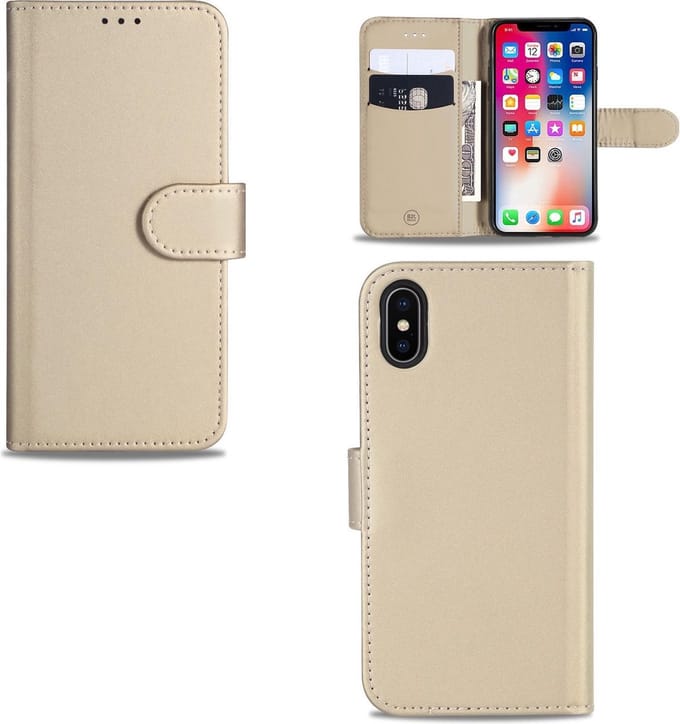 Apple iPhone X | Xs Telefoonhoesje Goud met Pasjeshouder