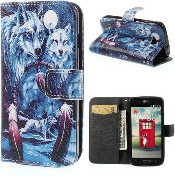 LG L90 Wallet Stand Case Wolves