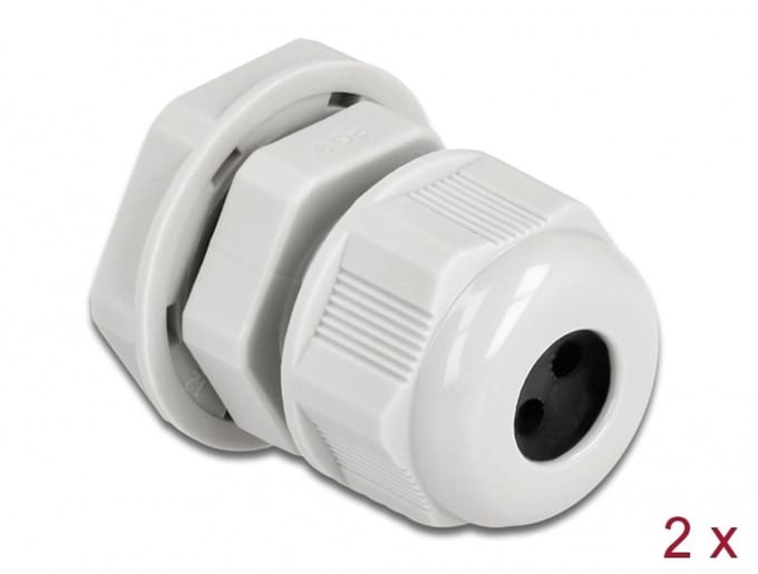 Kabelwartel PG9 voor ronde kabel met drie kabelinvoer grijs 2 stuks