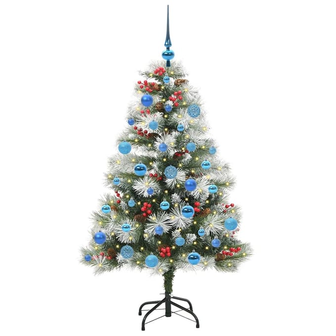 vidaXL - Kunstkerstboom - Groen - en - wit - 150 - cm - PVC - en - Metaal - en - Plastic