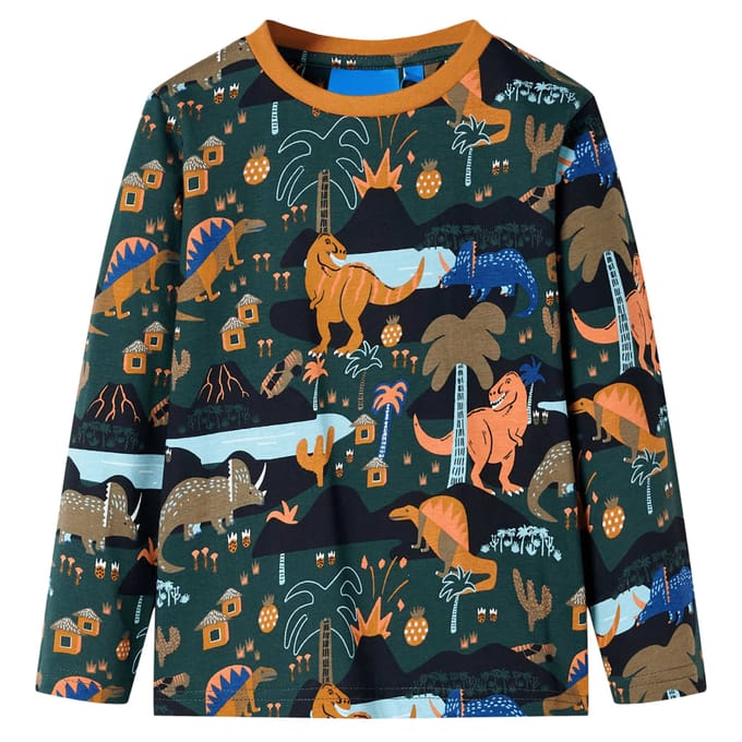 vidaXL - Kinderpyjama - met - lange - mouwen - 104 - donkergroen