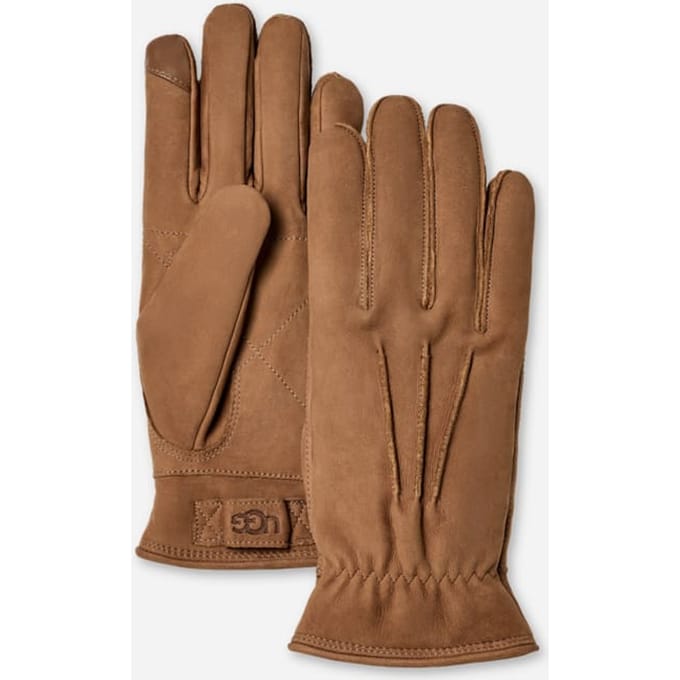 UGG® 3 Point Leather Glove for Men in Brown, Size Large, Leather/Polyester