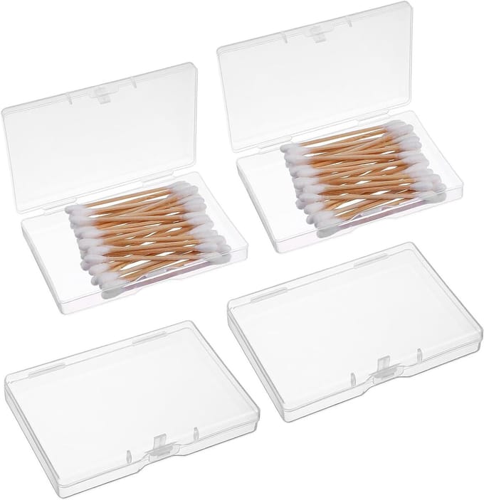 Set van 4 Kleine Plastic Dozen 10x7x1.8cm - Mini Opbergdozen met Deksel voor Sieraden, Knopen en Beads