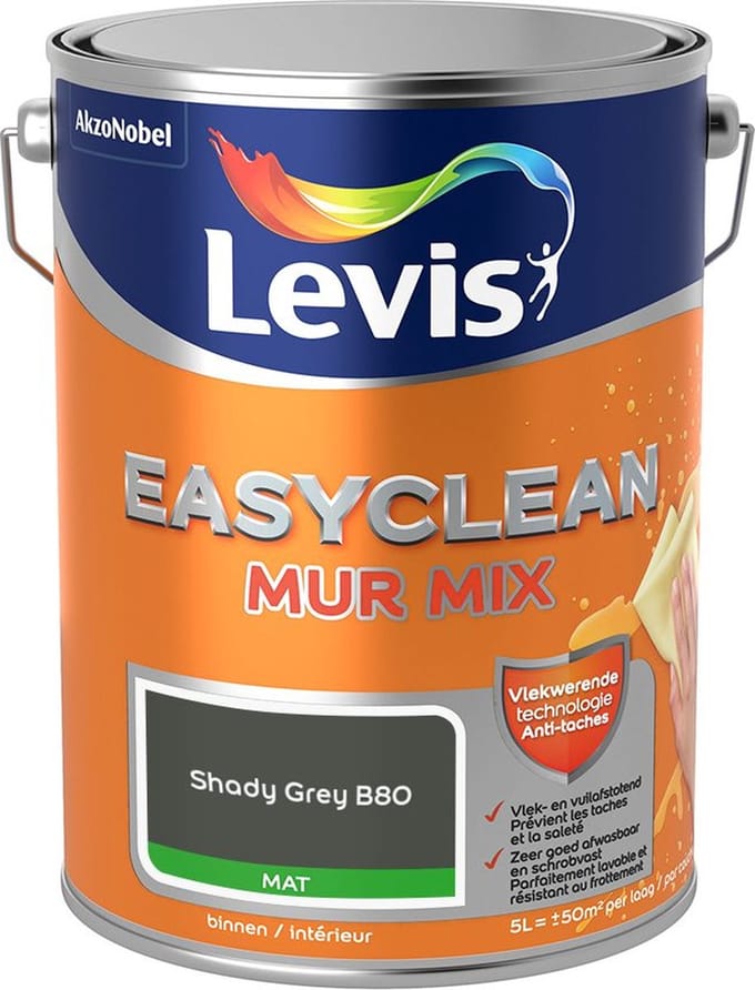 Levis - Easyclean Mur Mat Mix - Shady Grey B80 - Mengverf - 5 L