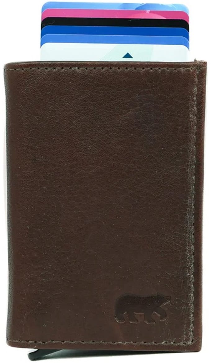Bear Design Frits Leren RFID Safety Wallet - Creditcardhouder - Pasjeshouder - Bruin