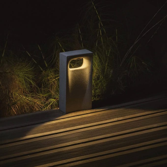 FARO BARCELONA LED sokkellamp Glint, 3000K, 40 cm,  grijs, beton, IP55