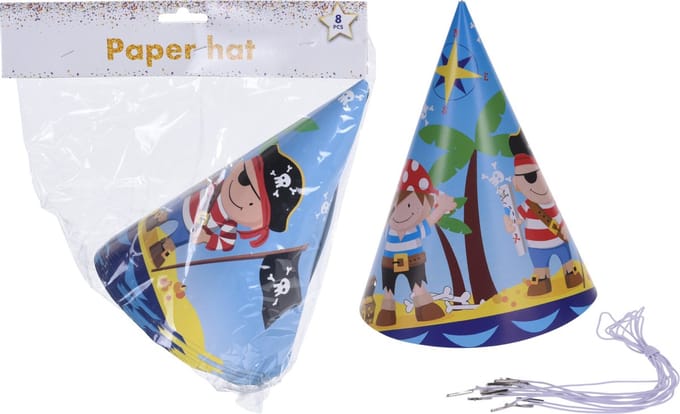 Feesthoedjes van papier | Piraten | 8 stuks