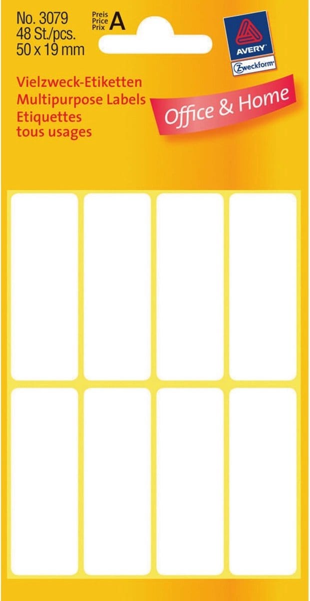 Etiket avery 3079 50x19mm wit 48st | 10 stuks
