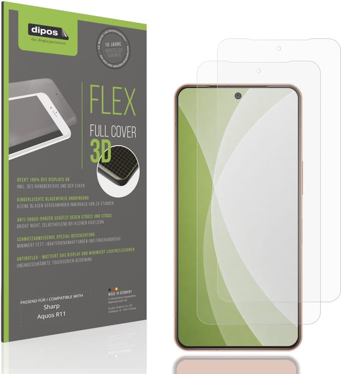 dipos FLEX – 2x Matte Screenprotector geschikt voor Sharp Aquos R11 | Volledige Schermbescherming | Case-Friendly