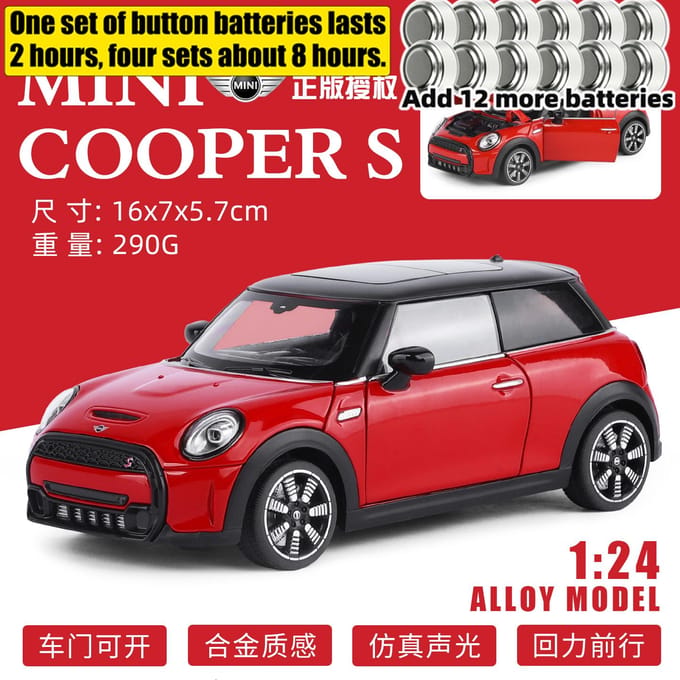 1:24 Bmw Mini Cooper S F56 Luxe Compacte Sport Hatchback Legering Metaal Diecast Modelauto Huisdecoratie Desktop Display Speelgoed