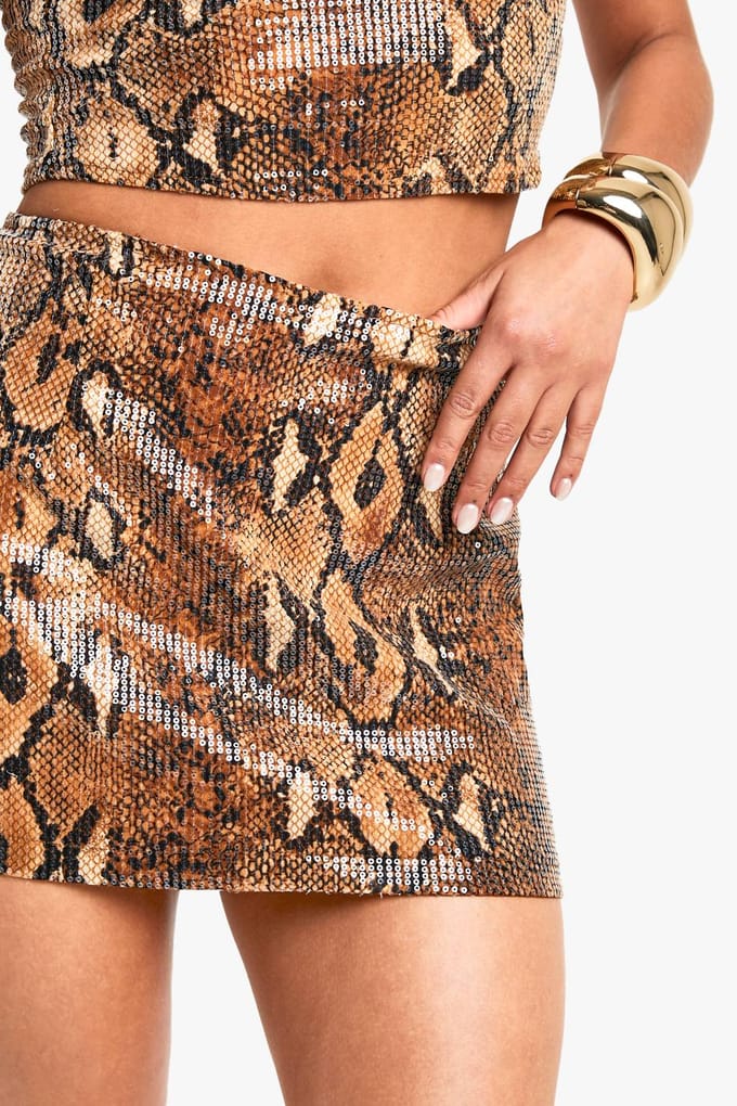 boohoo Dames Sequinslang Mini Rok | Bruin | Maat: 38