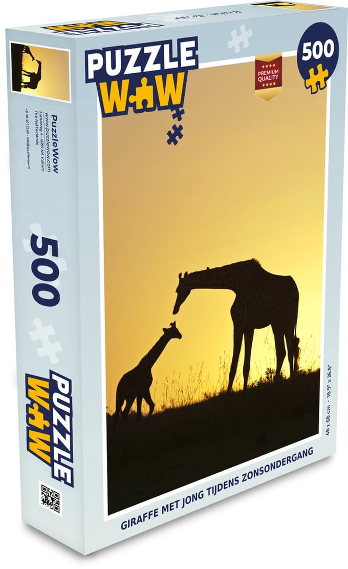 Puzzel Giraffe - Silhouet - Kalf - Legpuzzel - Puzzel 500 stukjes
