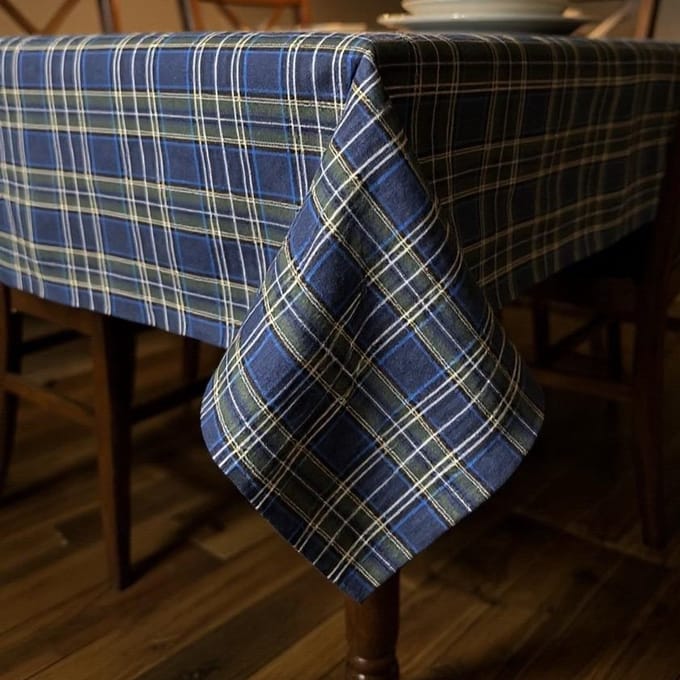 Vierkant Tafelkleed Windsor – Blauw Geruit – 100x100 cm – Tartan / Engelse Ruit – Klassiek & Feestelijk